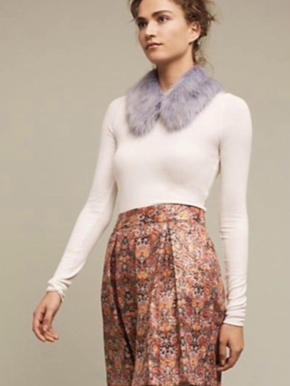 Anthropologie Maeve Rosia Metallic Box Pleat Skirt